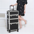 Professional 3-in-1 Makeup Train Case with Wheels and Large Storage
