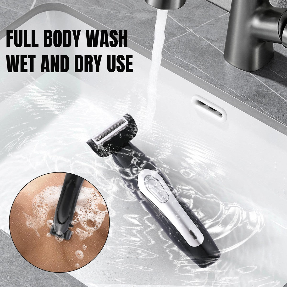 Electric Back Shaver for Men Body Grooming Trimmer with Long Handle