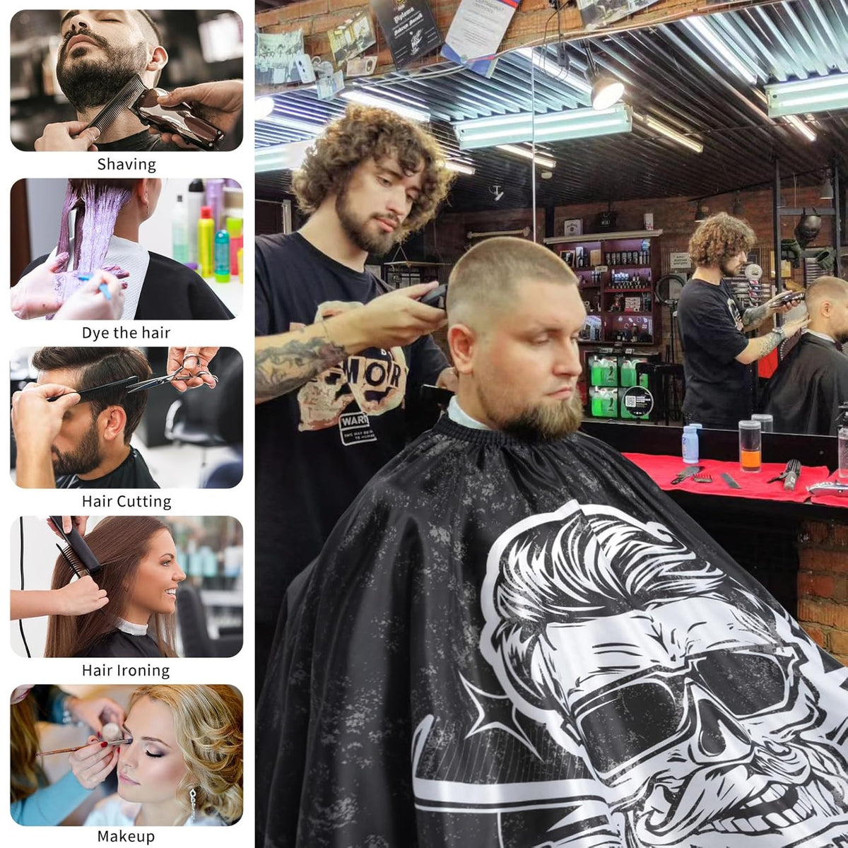 Large Waterproof Hair Cutting Cape with Adjustable Neck for Barbers & Salons