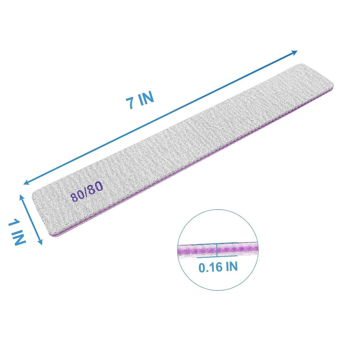 Coarse Nail Files 80/80 Grit - 100 Pack for Acrylic & Gel Nails