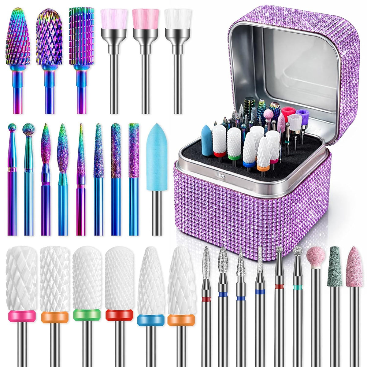 Nail Drill Bits Set with Storage Case 30Pcs Professional Manicure Tools