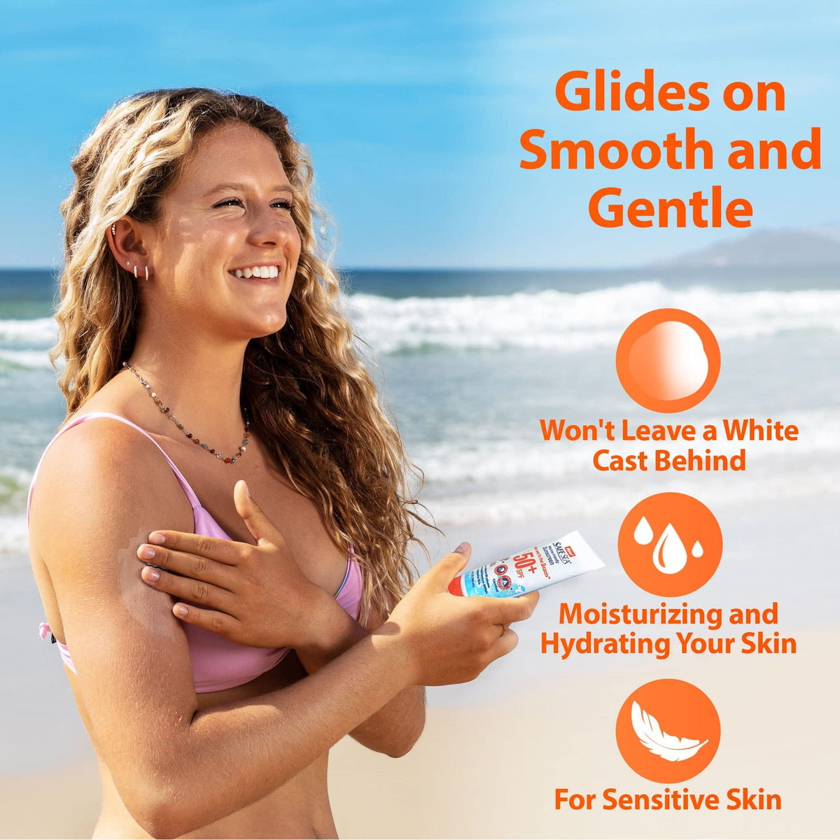 Anti-Jellyfish Sting Sunscreen Lotion SPF 50 - Reef Safe Water-Resistant 3.4 oz 3 Pack