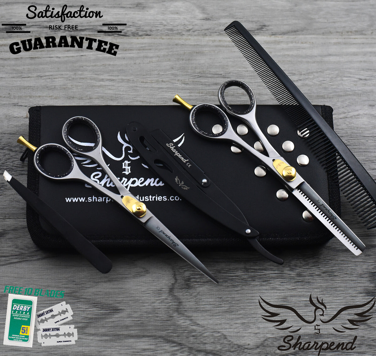 Professional Japanese Stainless Steel Hair Cutting Shears Set - 6 Inch Barber Scissors Kit