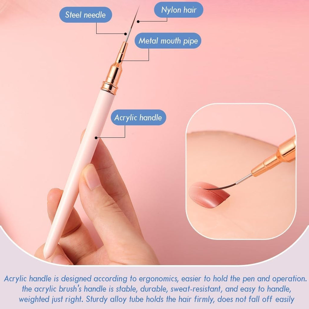 5-Pack Nail Art Liner Brushes Set for Fine Detail Painting