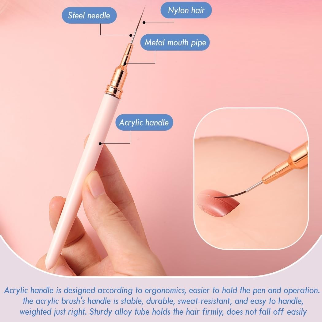 5-Pack Nail Art Liner Brushes Set for Fine Detail Painting