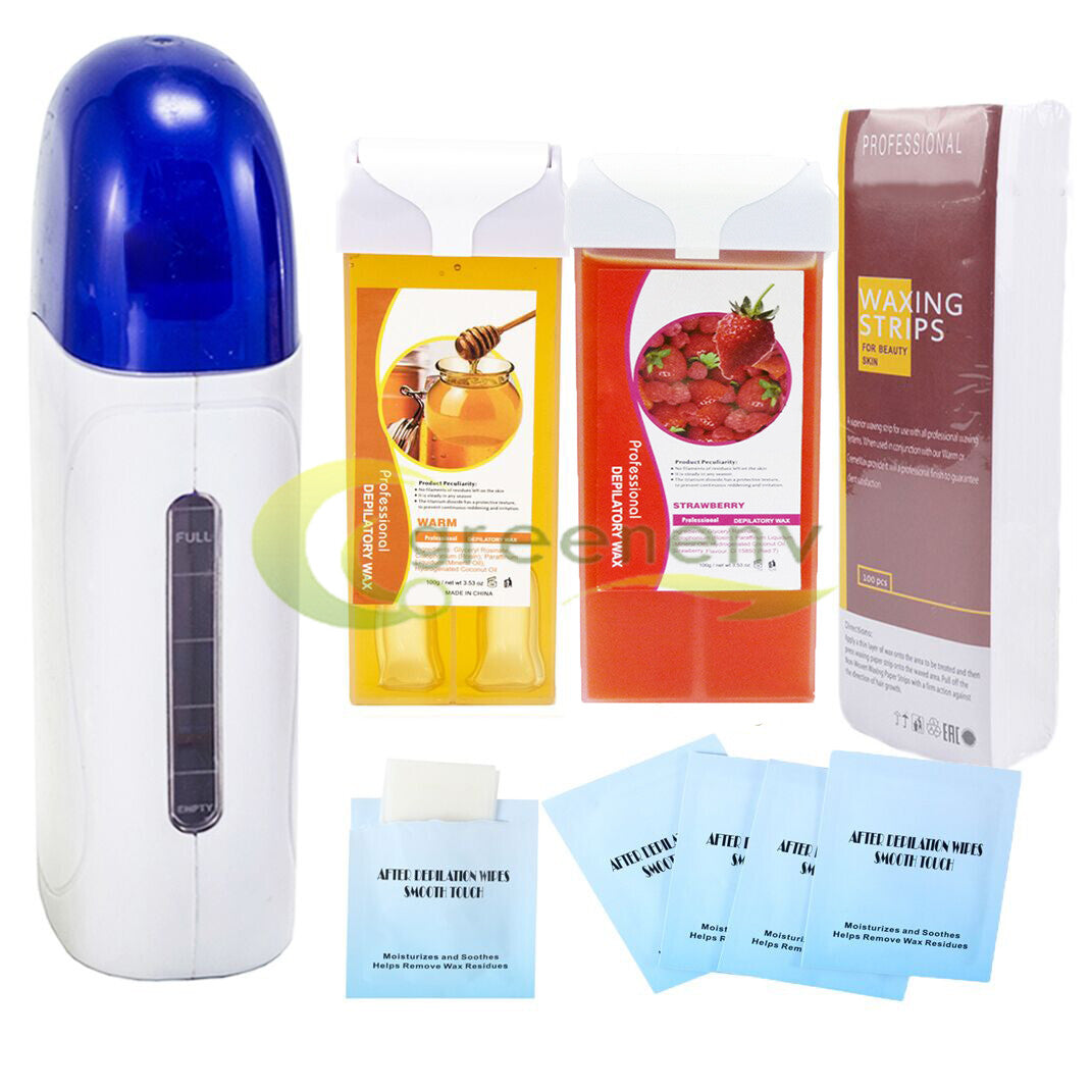 Depilatory Wax Heater Roll On Cartridge Hair Removal Machine Kit