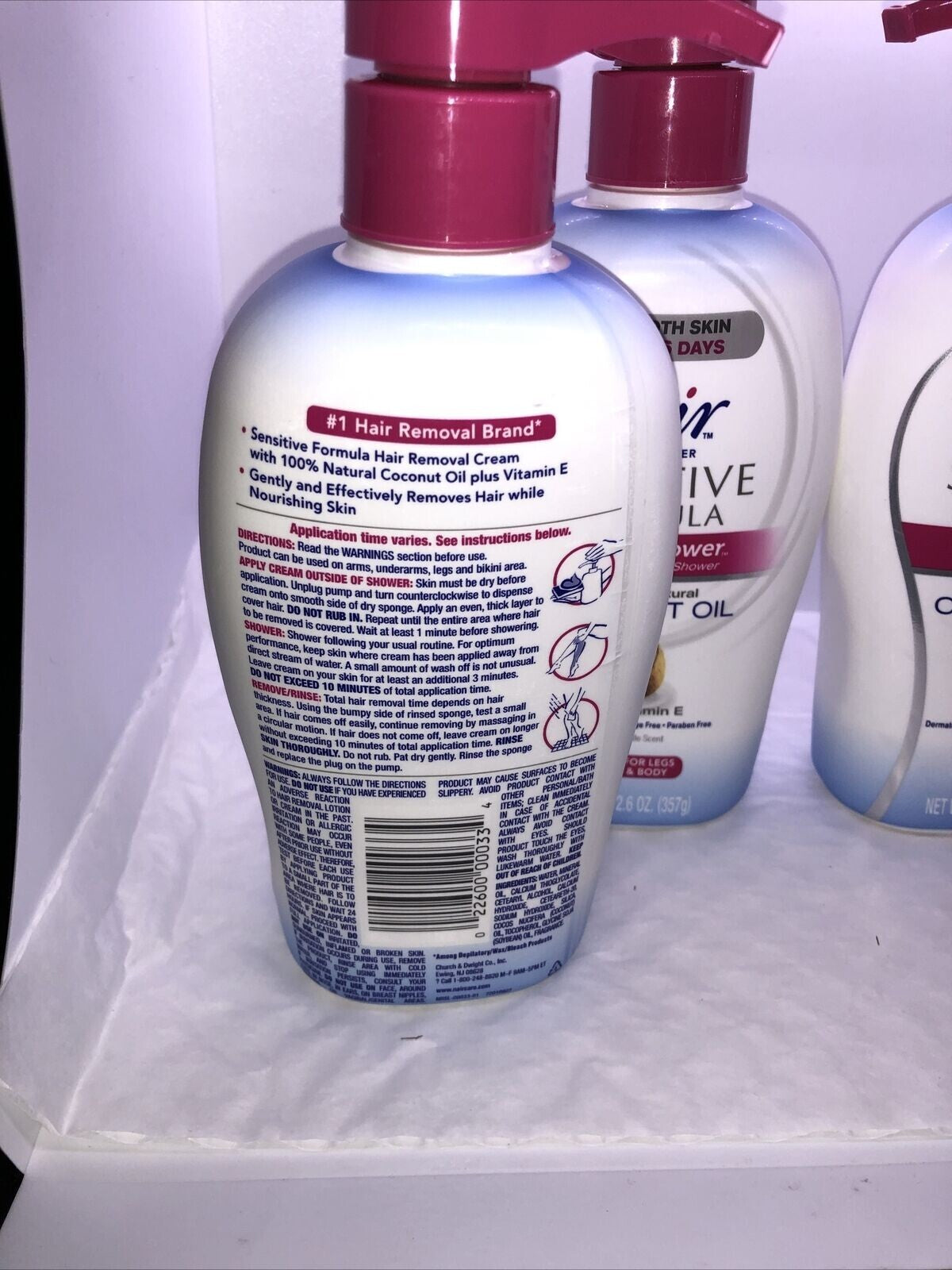 Sensitive Formula Hair Remover Cream with Coconut Oil & Vitamin E - Pack of 3