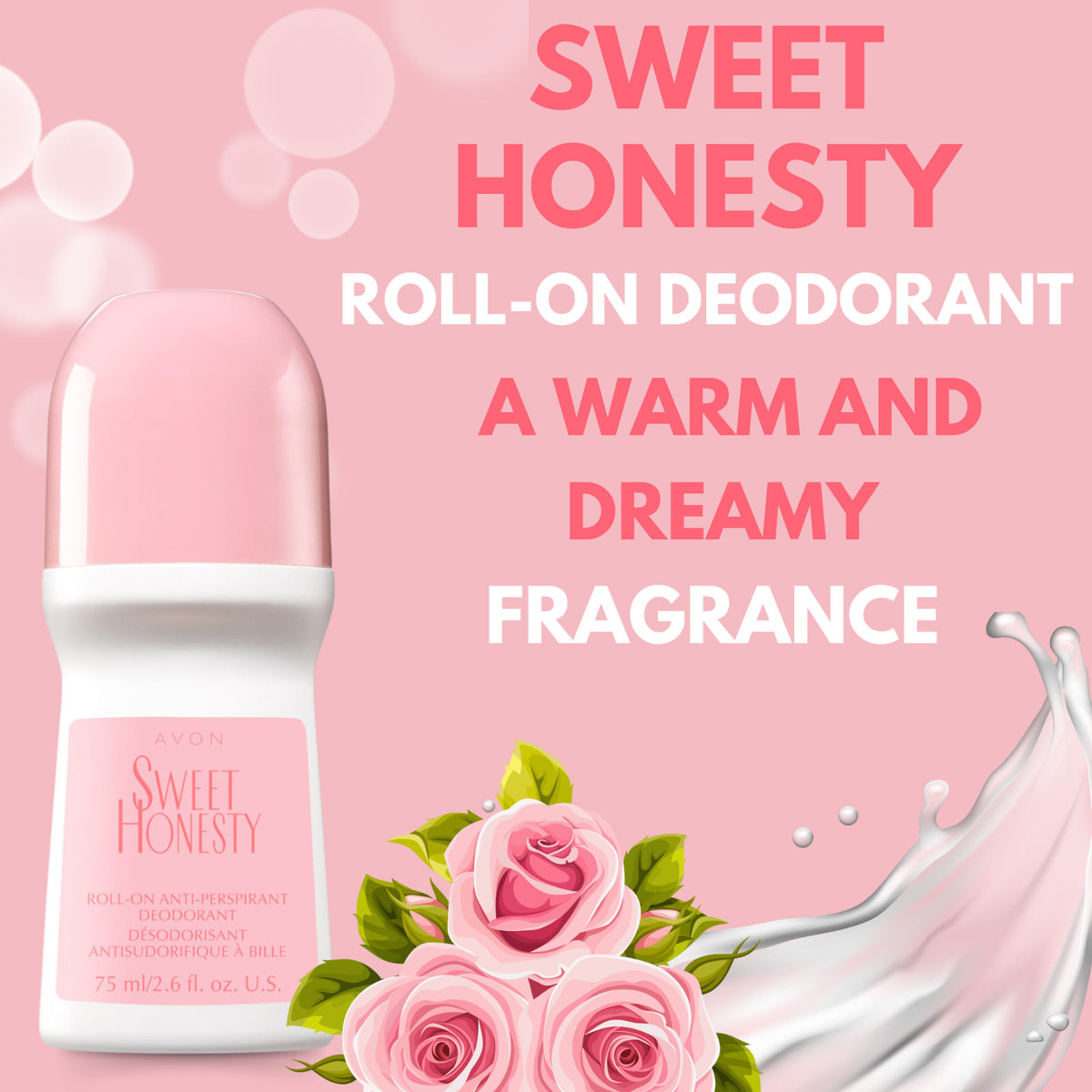 Avon Sweet Honesty Roll-On Deodorant 2.6 Fl Oz - Long-Lasting Feminine Freshness