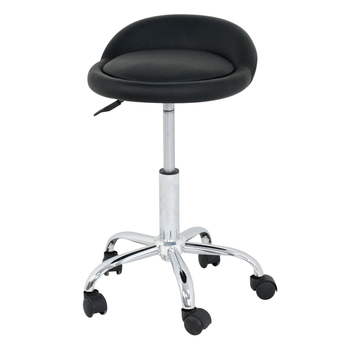 Adjustable Salon & Spa Rolling Stool with Backrest - Hydraulic Height & 360° Swivel