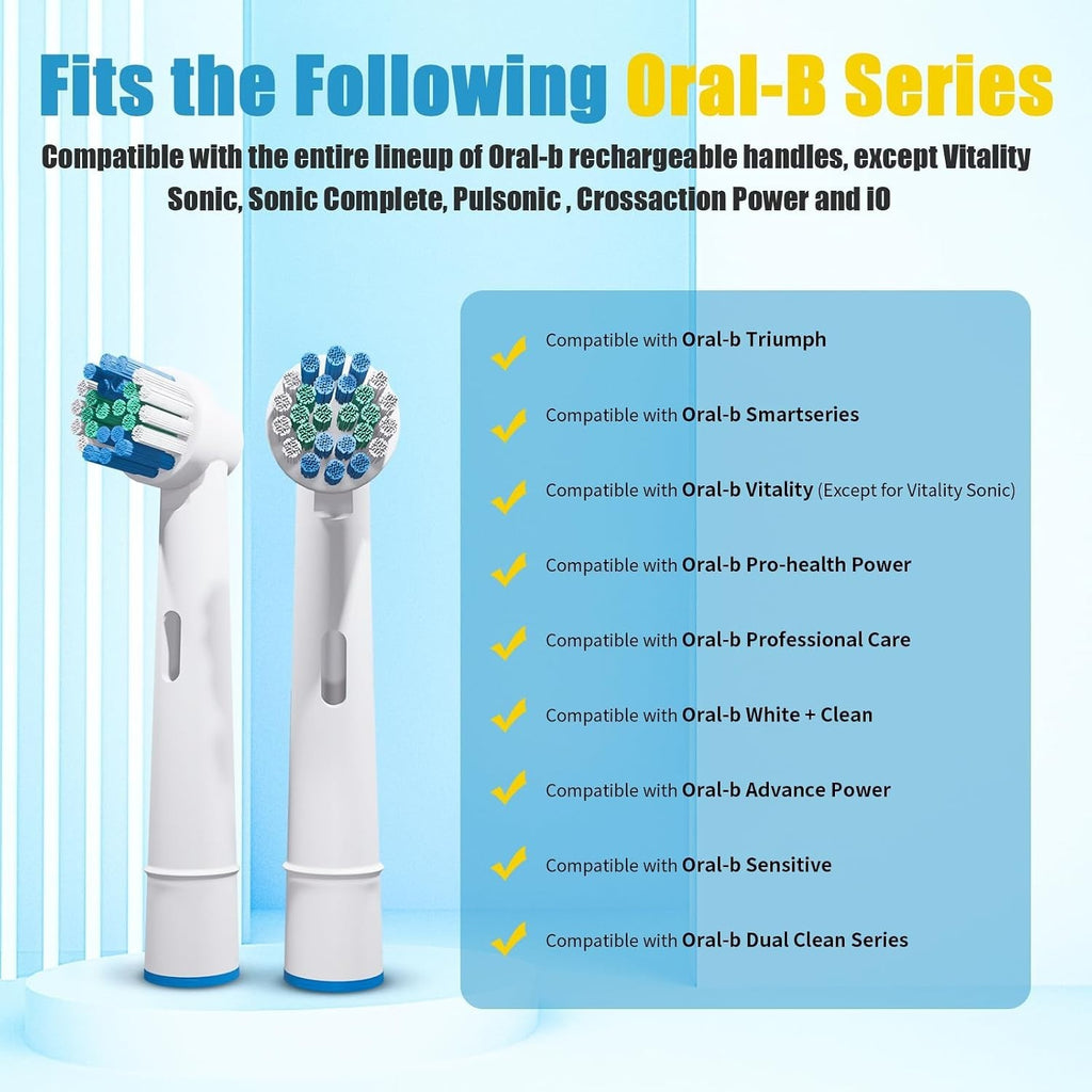 Oral B Braun Replacement Toothbrush Heads 8 Pack - Compatible with Multiple Models