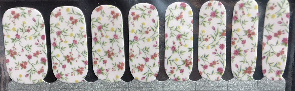 Color Nail Polish Strips 16-Count Dainty Bouquet Nail Art Decals