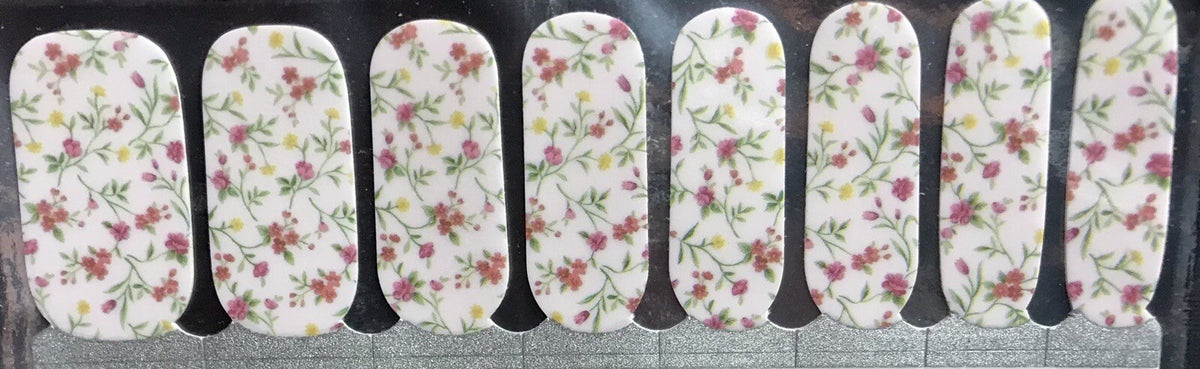 Color Nail Polish Strips 16-Count Dainty Bouquet Nail Art Decals