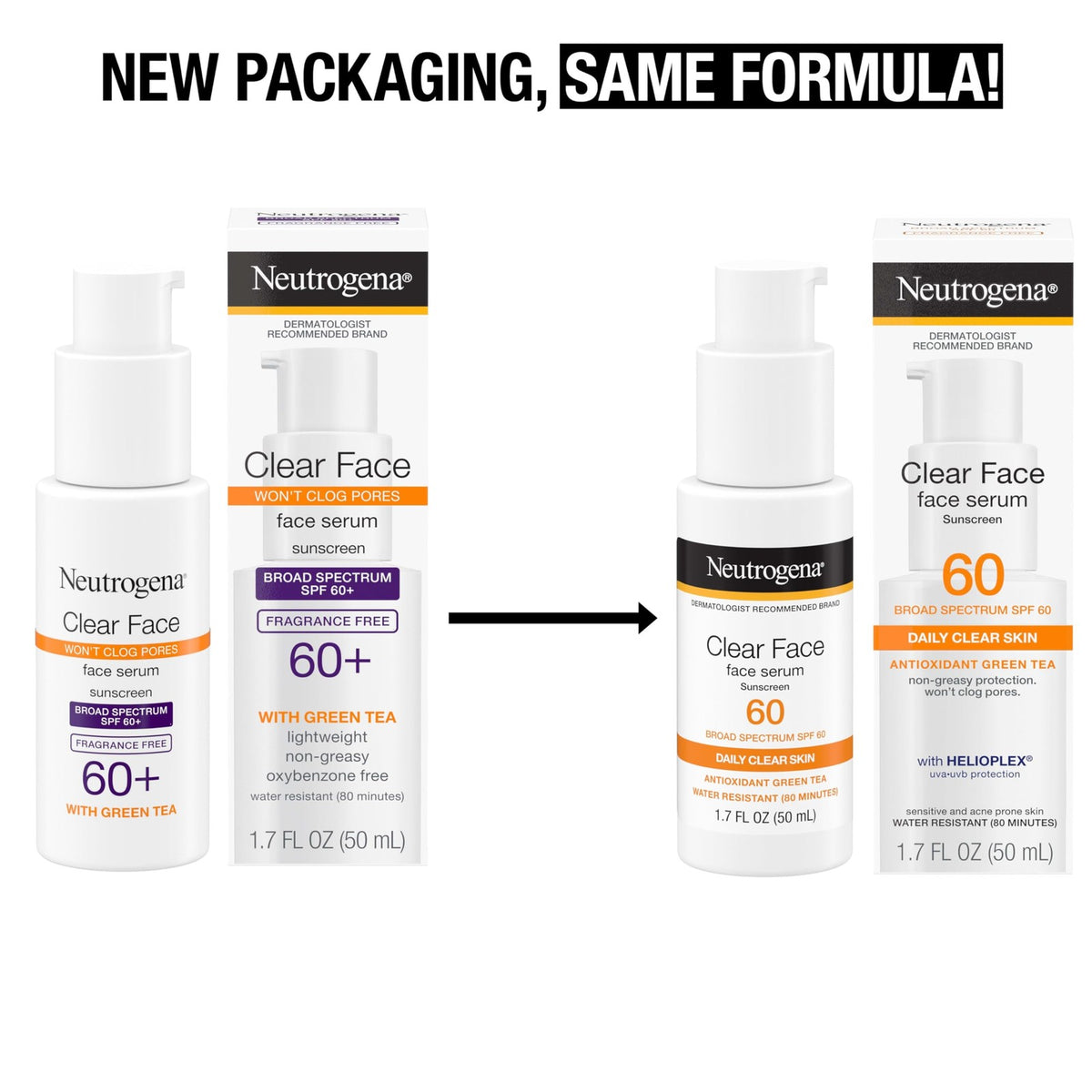 Broad Spectrum SPF 60 Face Sunscreen Serum with Green Tea - Lightweight & Non-Greasy