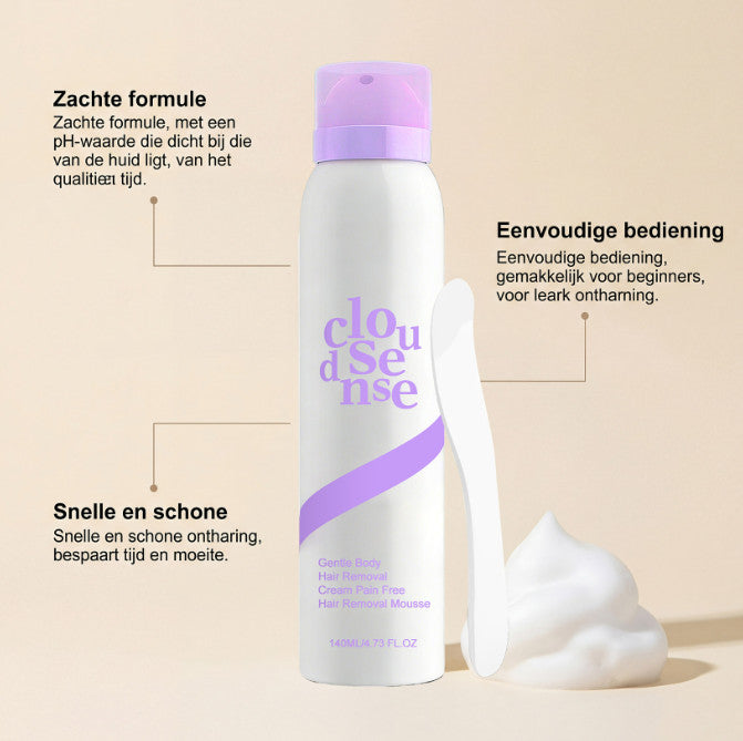 Gentle Hair Removal Mousse Spray with Aloe & Hyaluronic Acid - Fast & Soothing for Sensitive Skin