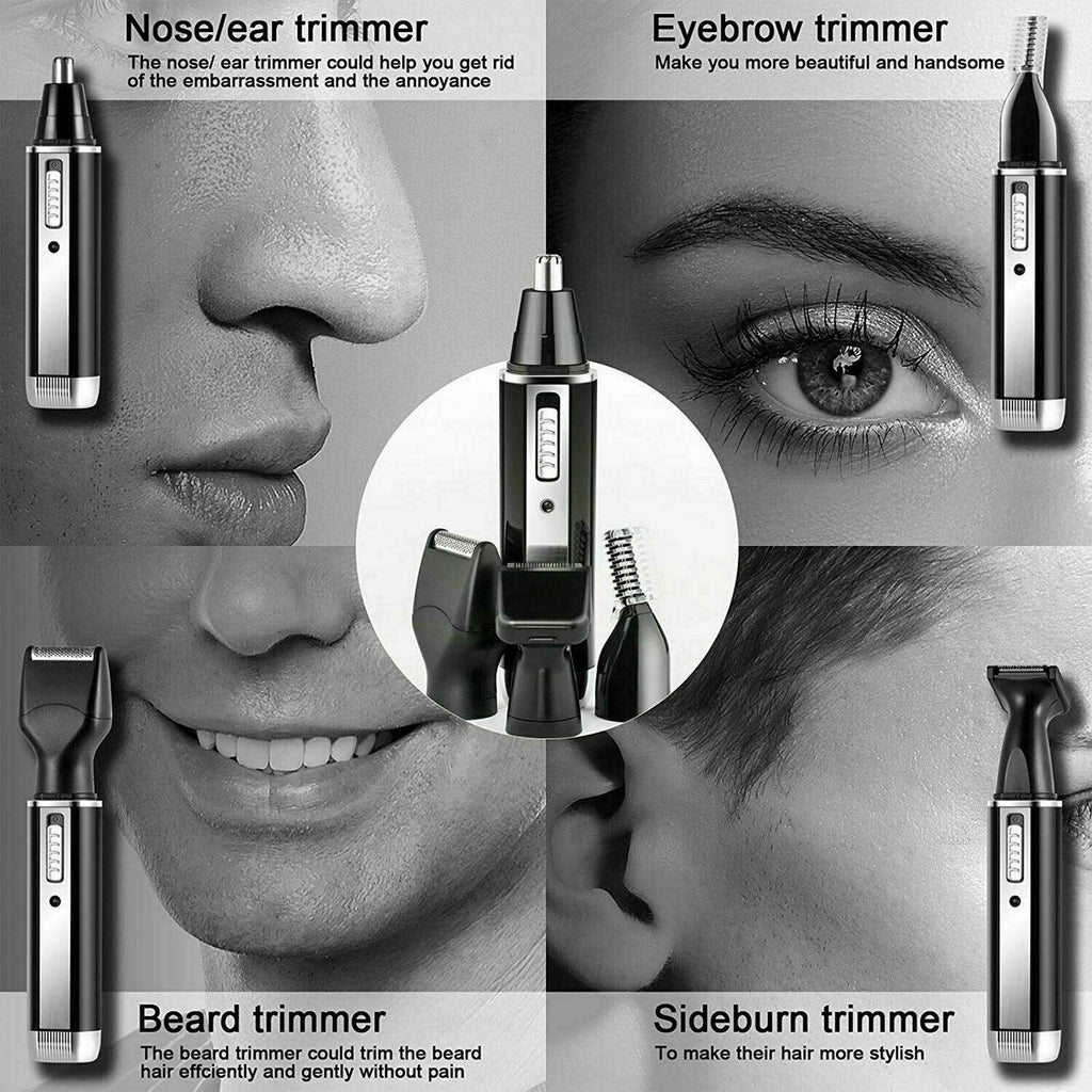 Men's Electric Ear, Nose, Eyebrow & Beard Trimmer Kit - Cordless & Rechargeable