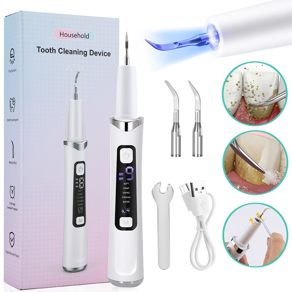 Ultrasonic Tooth Cleaner Tartar Plaque Remover with LED Light 5 Modes