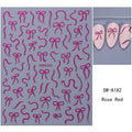 Rose Red Nail Art Stickers - Self-Adhesive Ribbon Swirls for Manicure
