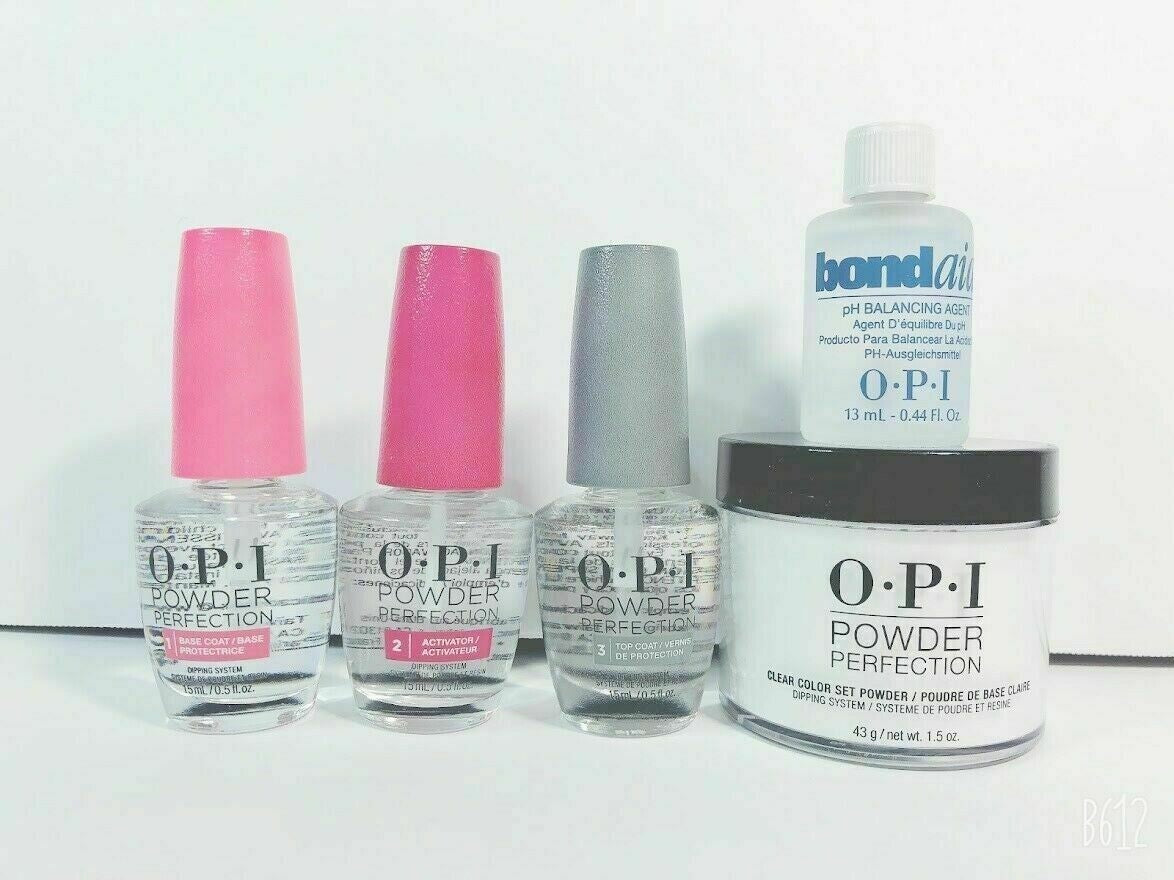 OPI Dip System Complete Set 5pcs Clear Powder & Nail Care Essentials