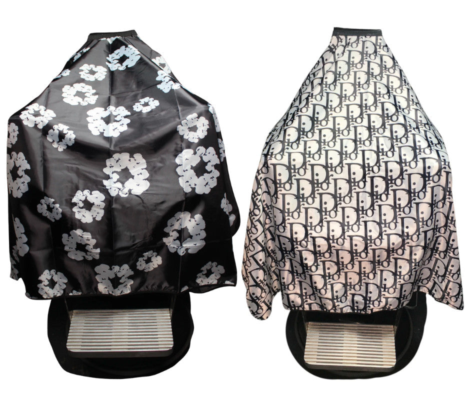 2 Pack Barber and Hair Stylist Capes White and Black - Waterproof, Adjustable Neck Closure