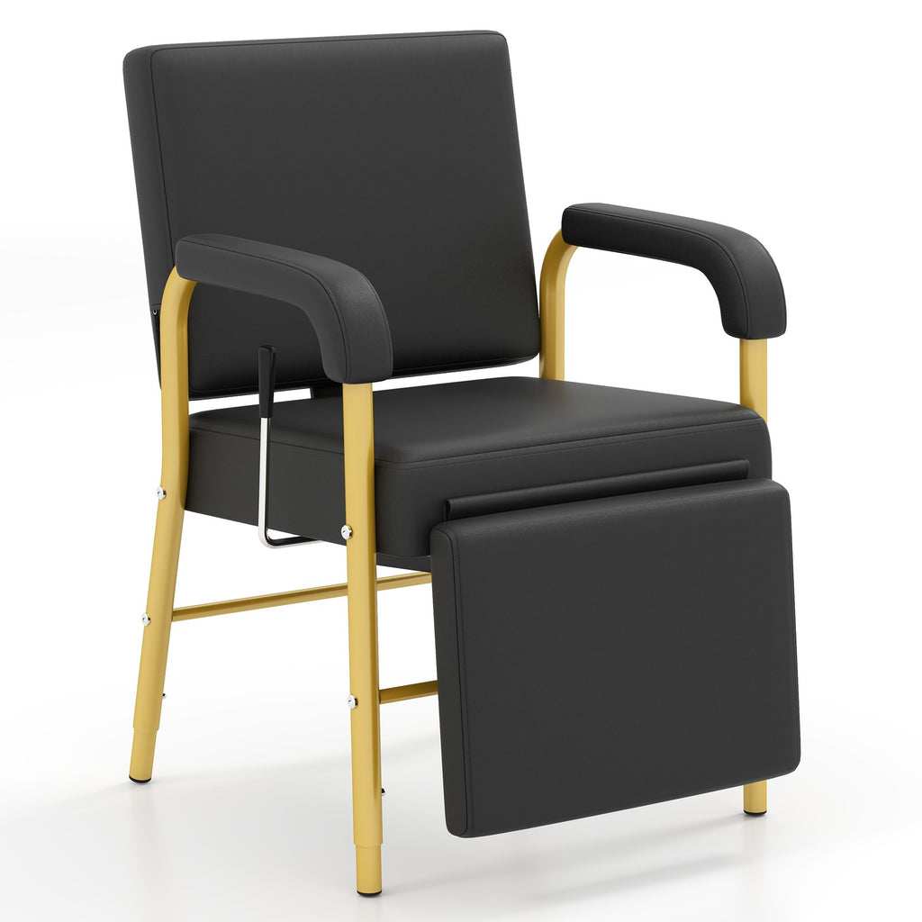 Black and Gold Reclining Barber Shampoo Chair with Support Legs for Salon Spa