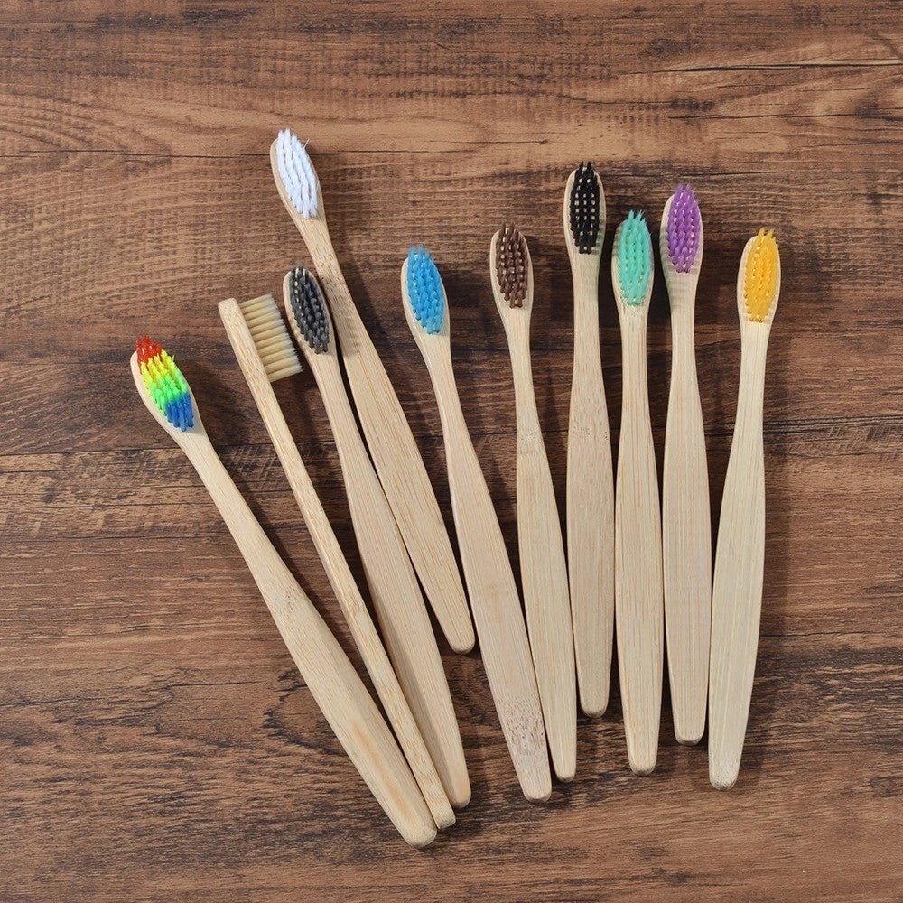 10 Pack Bamboo Toothbrushes with Medium Bristles - Eco-Friendly & Biodegradable