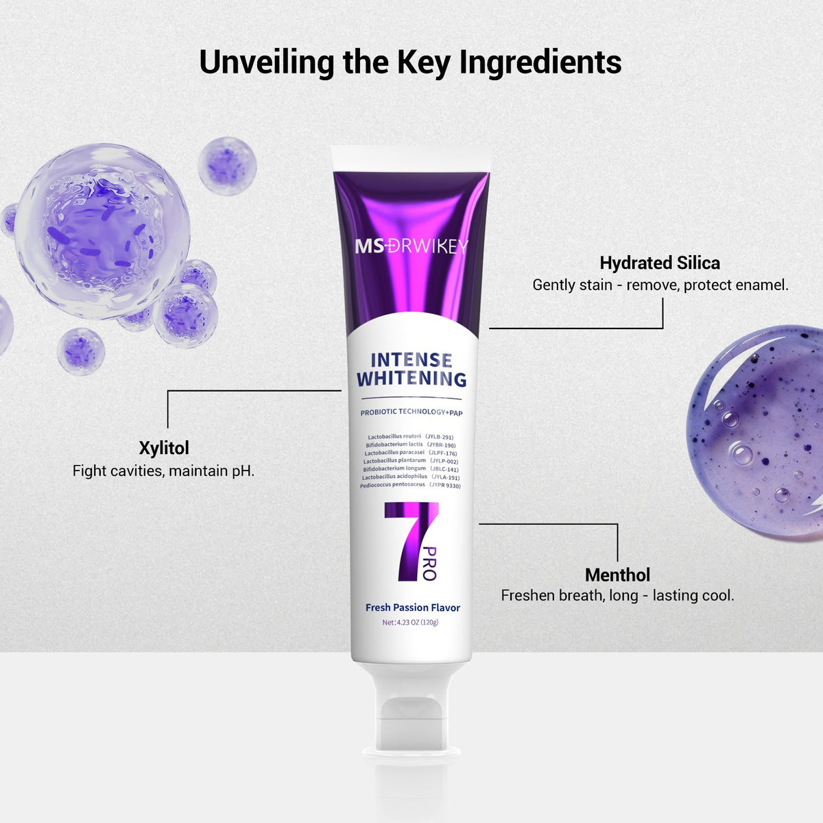Whitening Toothpaste with 7 Probiotics - Brighten & Support Oral Health 4.23 oz