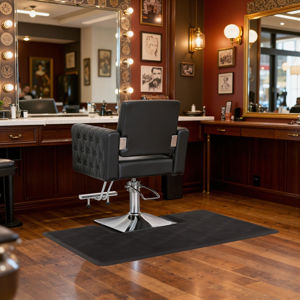 Anti-Fatigue Salon Floor Mat for Square Base Chairs - Comfortable PU Comfort Barber Mat