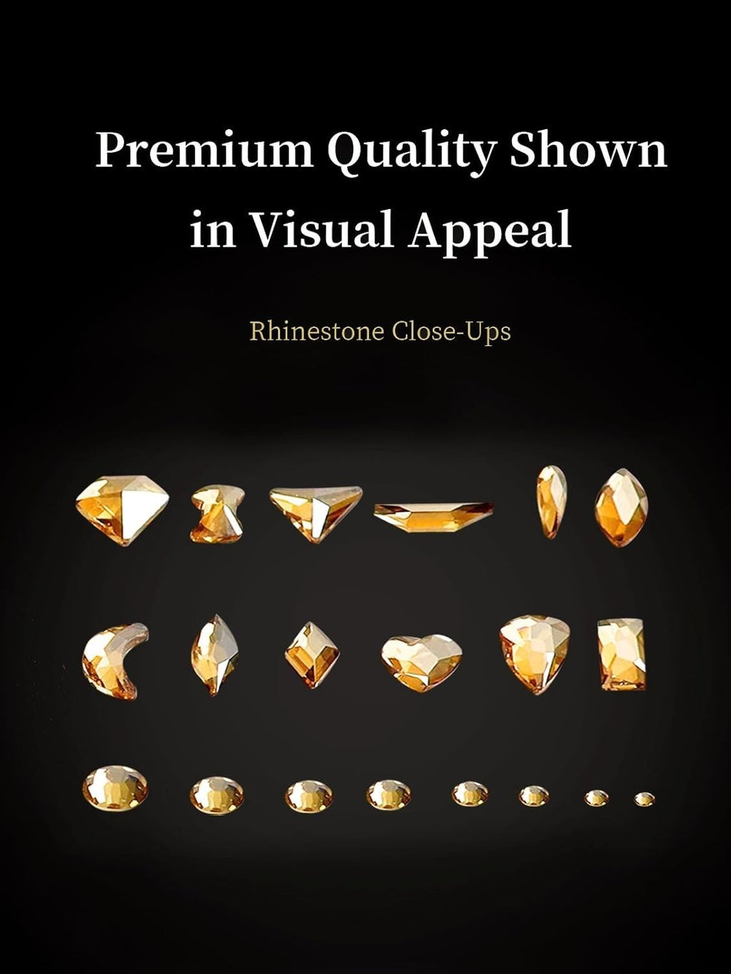 6080Pcs Gold Nail Art Rhinestones Kit with 20 Shapes and Tweezers