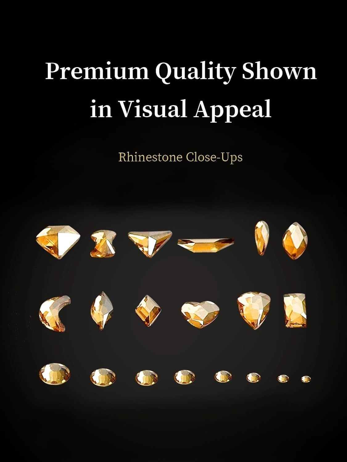 6080Pcs Gold Nail Art Rhinestones Kit with 20 Shapes and Tweezers