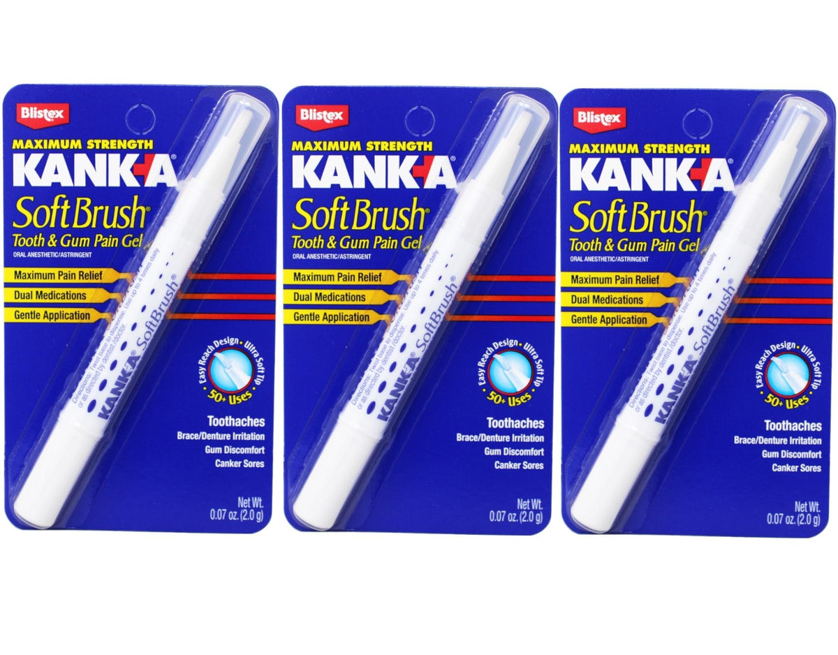 Maximum Strength Tooth & Gum Pain Relief Gel with Brush Tip - Pack of 3