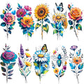 Watercolor Flower Temporary Tattoos - 12 Large 4.7x8.27 in Sets for Arms, Shoulders & More