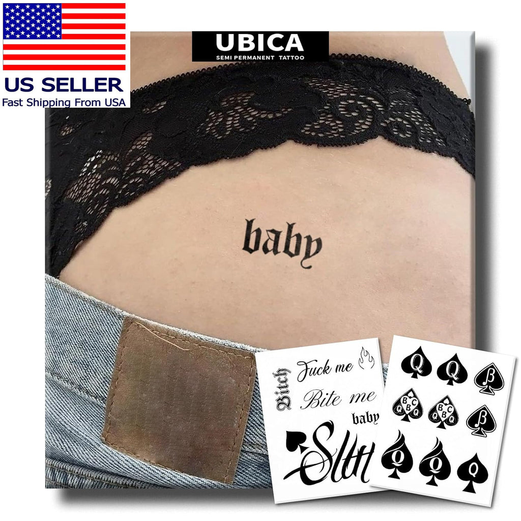 Semi-Permanent Tattoo Set - Bold Sexy Naughty Queen of Spades Design