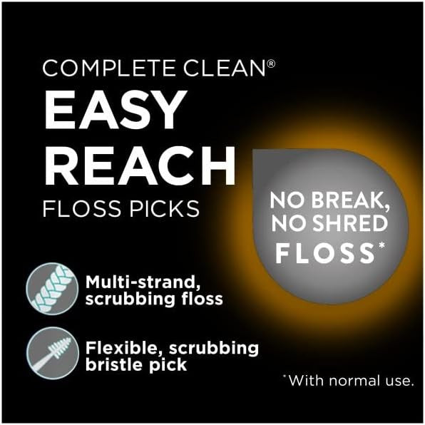 Dental Floss Picks with Fluoride Mouthwash | Complete Clean Easy Reach 75 Pack