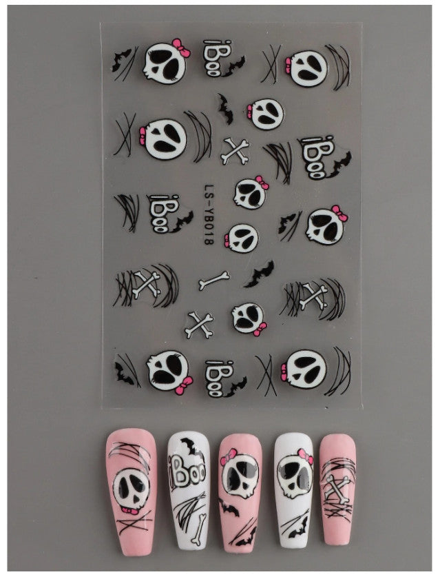 Glow in Dark Skull Nail Stickers 3D Luminous Decals for Nail Art