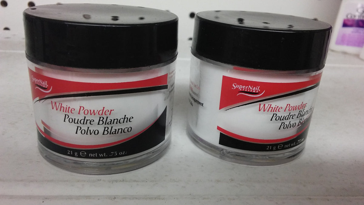 2-Piece Acrylic Nail White Powder Set - 0.75 Ounce Each for Nail Art