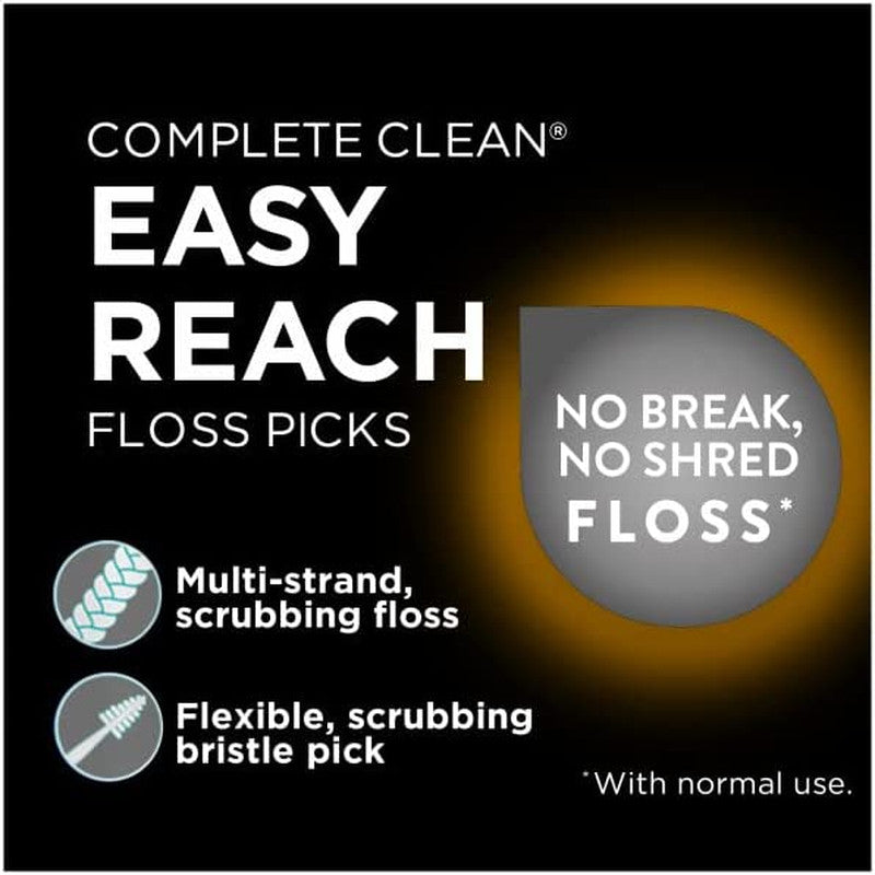 Dental Floss Picks Complete Clean 75 Count Pack of 2 - Easy Reach Back Teeth