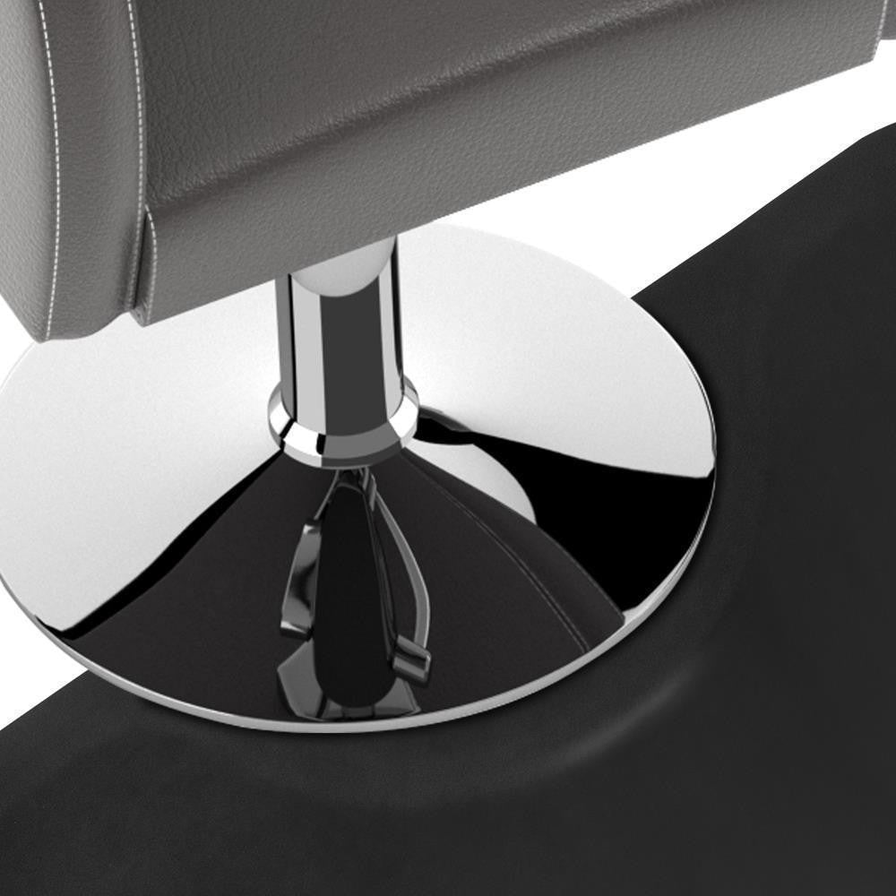 Salon Anti-Fatigue Floor Mat 3x4.5 Ft Semicircle Black for Barber & Salon Chairs