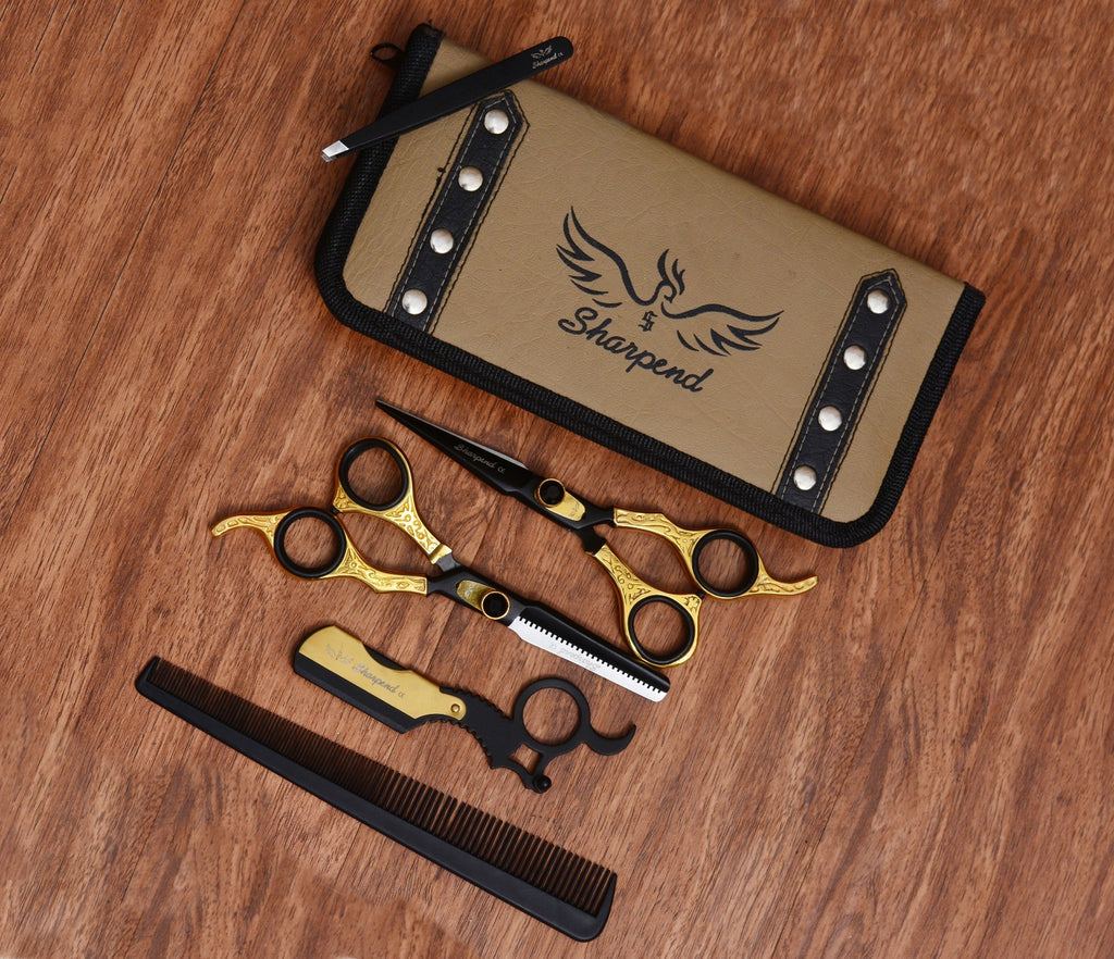 Professional Hair Cutting Shears 6.5 Inch Barber Scissors with Razor & Thinning Set