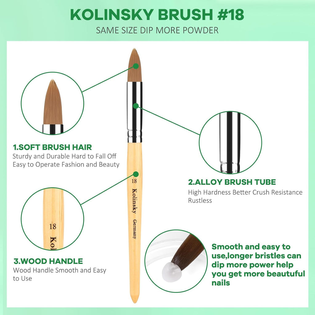 Acrylic Nail Kit with Powder, Liquid & Kolinsky Nail Brush for Salon-Quality Nails
