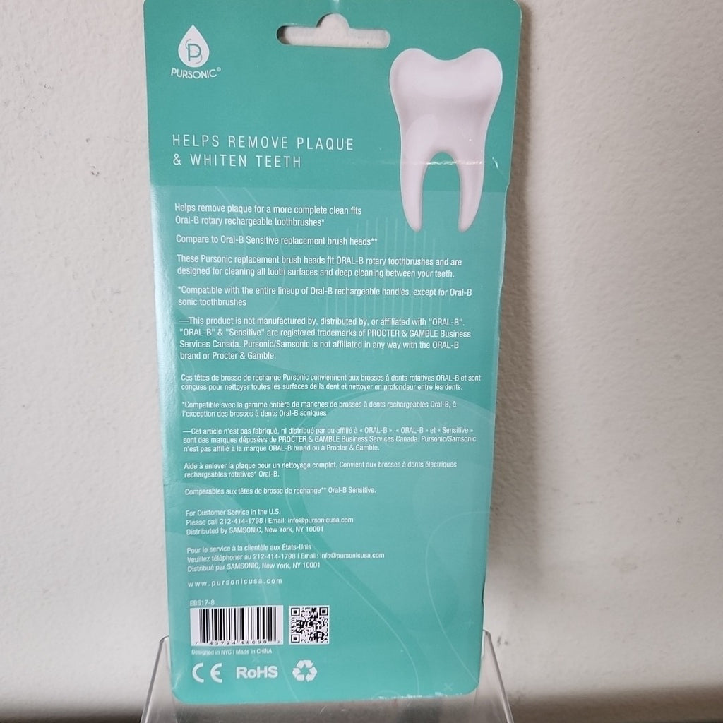 Genuine Pursonic Toothbrush Replacement Heads 8 Pack - Oral Care
