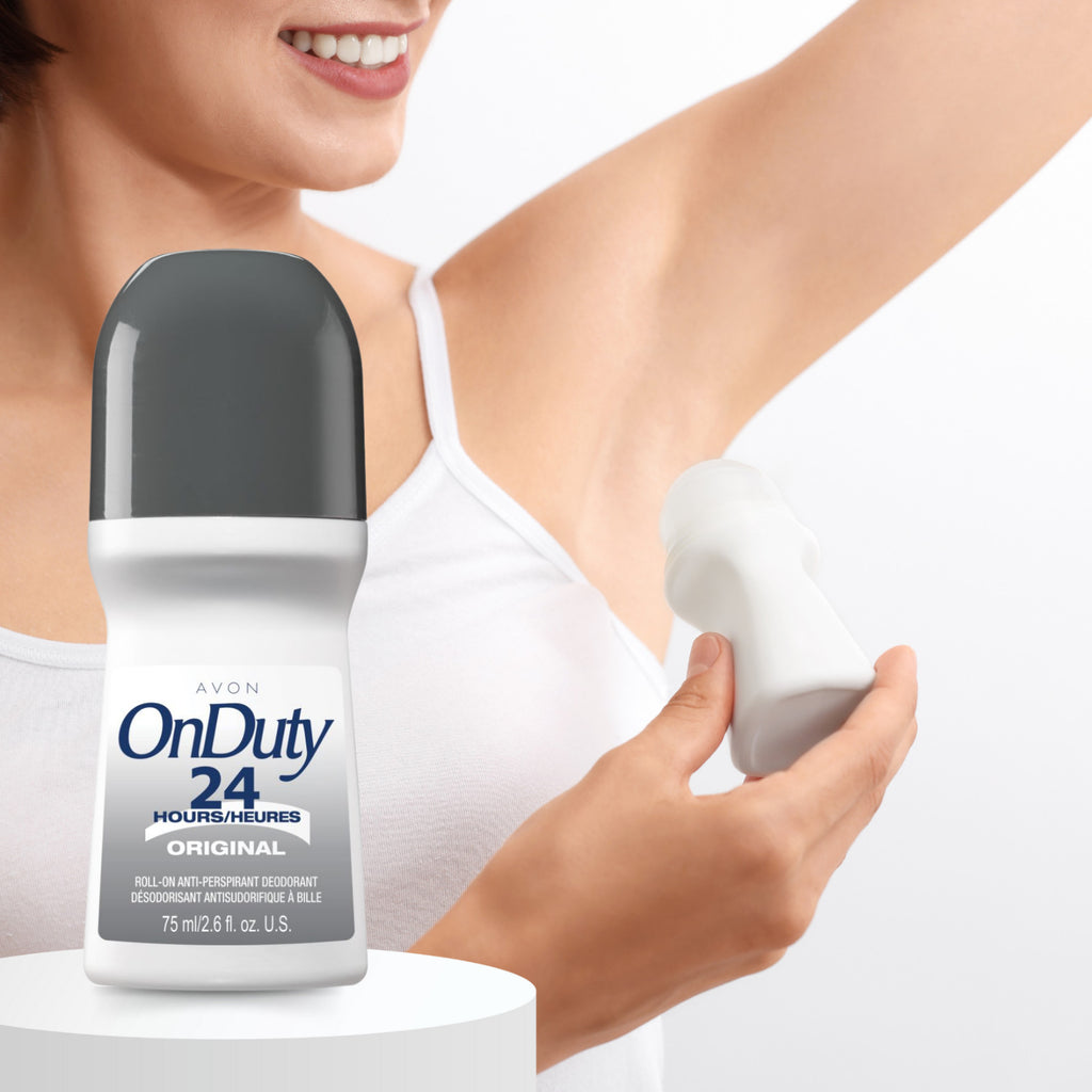 24H Roll-On Deodorant for Men & Women - Avon On Duty Original, 2.6 fl oz (12-Pack)