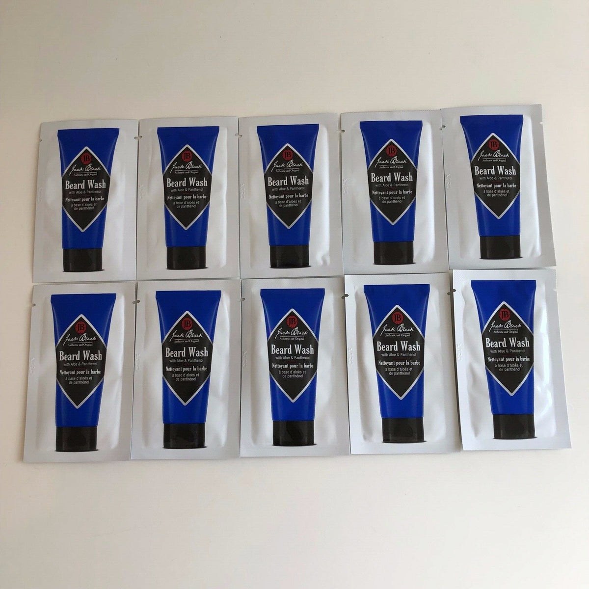 Beard Wash Samples Set of 10 - Facial & Hair Cleanser with Aloe & Panthenol