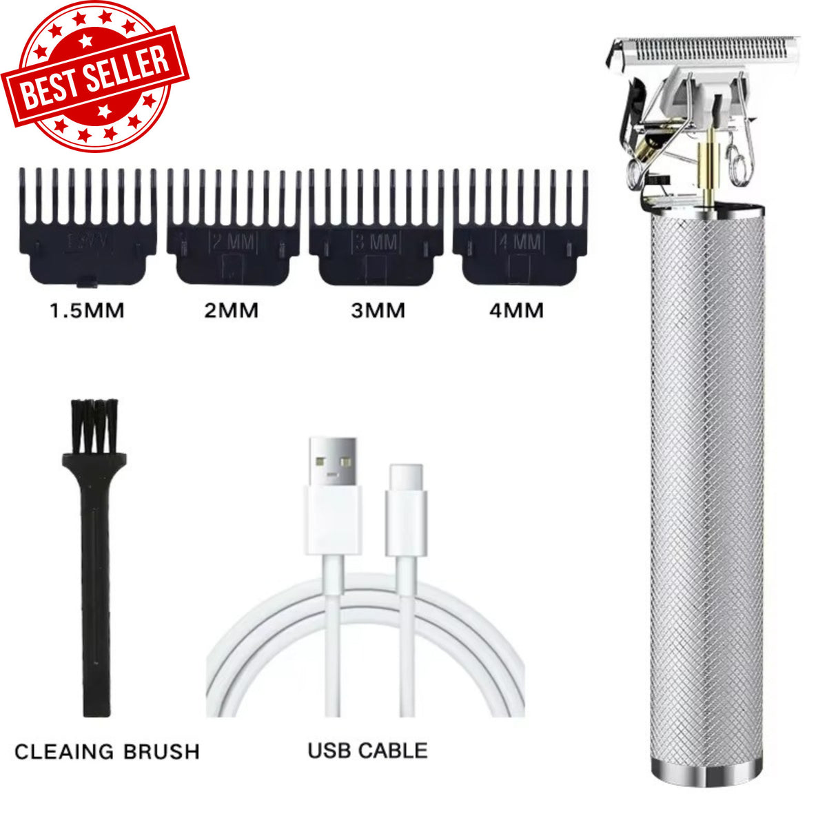 Cordless Professional Hair & Beard Trimmer with Stainless Steel T-Blade