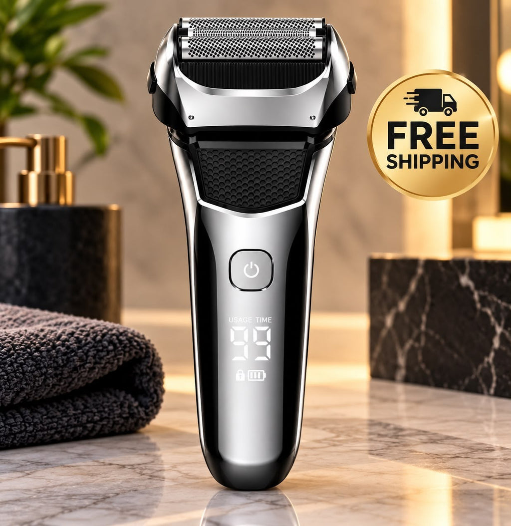 Men's Waterproof Cordless Electric Razor with Pop-Up Trimmer and USB-C Charging