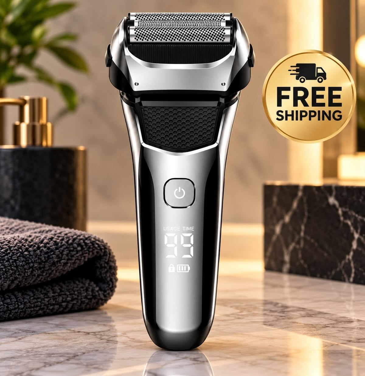 Men's Waterproof Cordless Electric Razor with Pop-Up Trimmer and USB-C Charging
