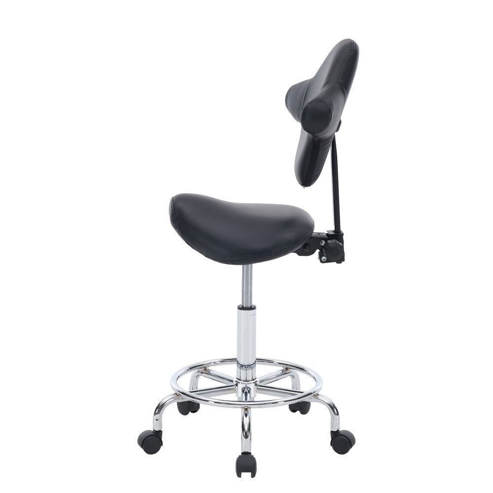 Ergonomic Saddle Stool with Wheels, Adjustable Height, Swivel Seat