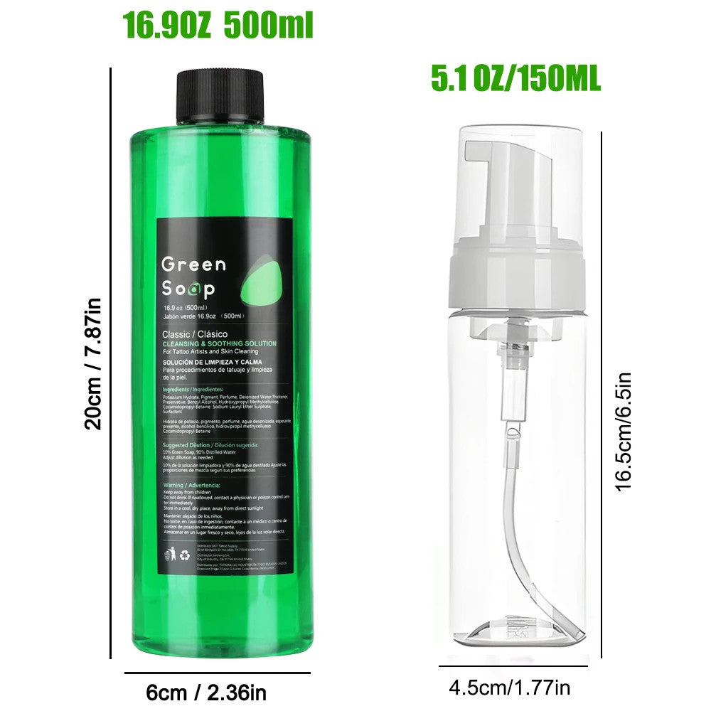 Ultra Concentrated Tattoo Green Soap Cleaning Kit 150ml Foaming Bottle