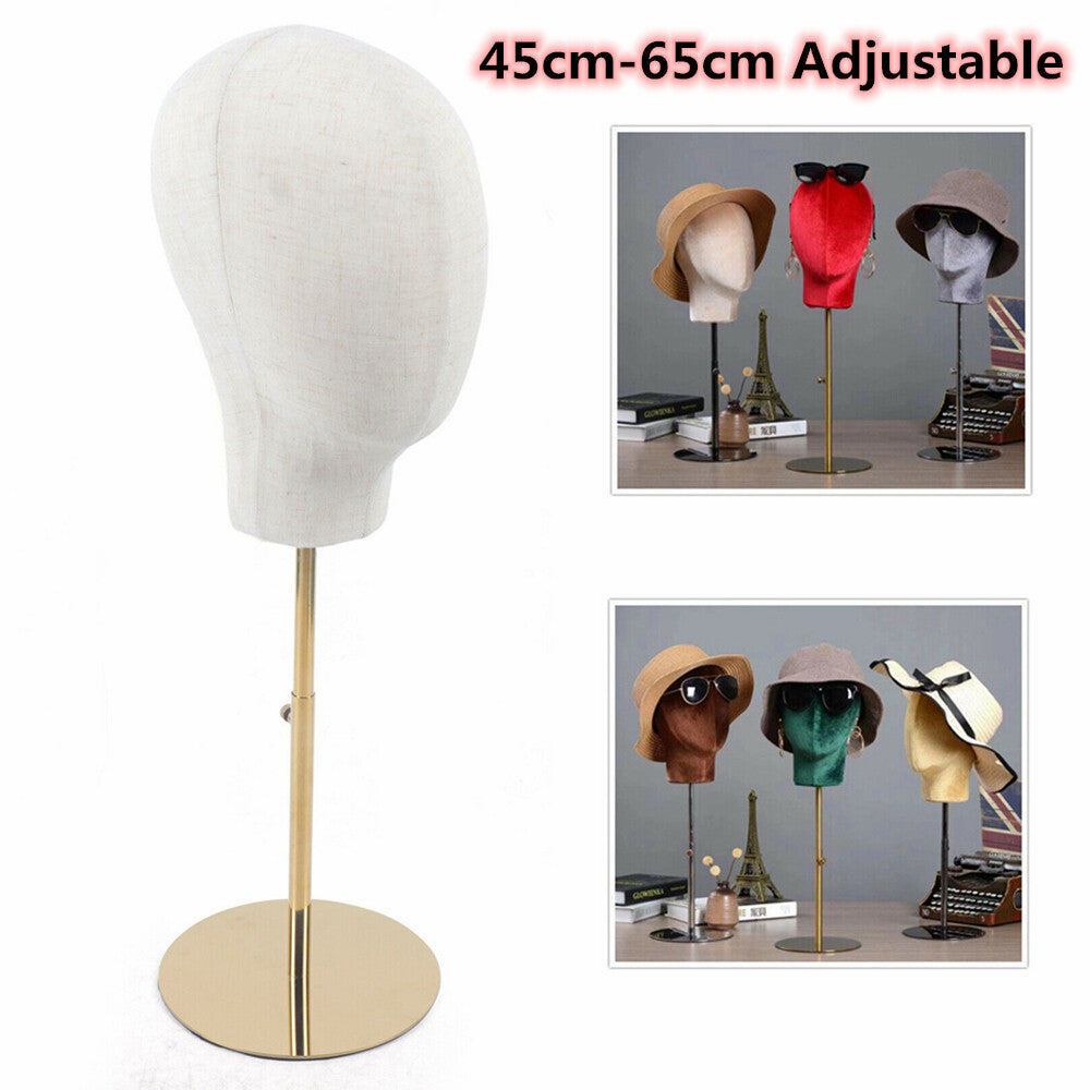 Adjustable Mannequin Head for Wig and Hat Display, 18-26 Inch Height, Metal Stand