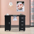 Professional Nail Desk Manicure Table with Electric Dust Collector and 4 Drawers - Black