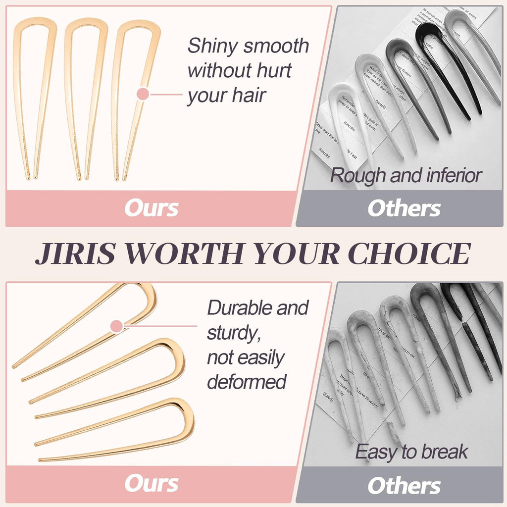 French Hair Pins U-Shaped Gold 2-Pack for Women & Girls - Elegant & Durable